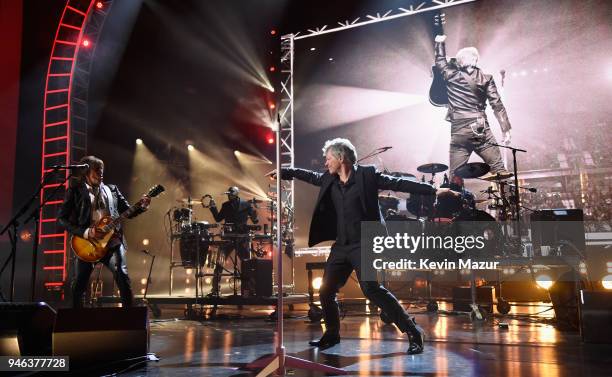 Bon Jovi performs during the 33rd Annual Rock & Roll Hall of Fame Induction Ceremony at Public Auditorium on April 14, 2018 in Cleveland, Ohio.