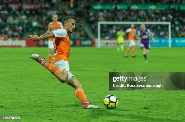 Ãric Bautheac of the Roar at nib Stadium on April 14, 2018 in Perth, Australia.