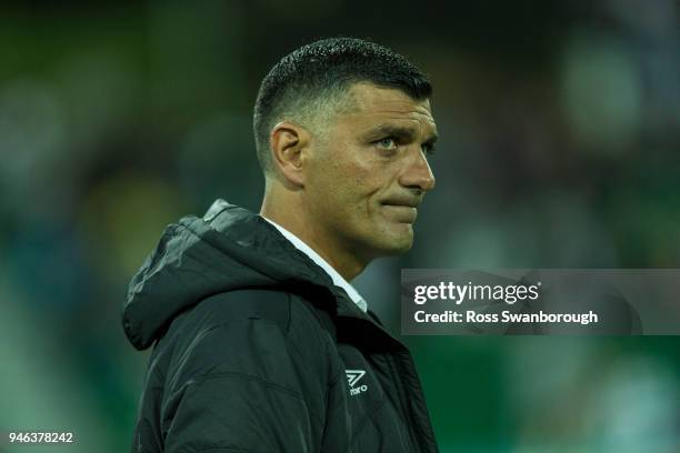 Head Coach John Aloisi at nib Stadium on April 14, 2018 in Perth, Australia.