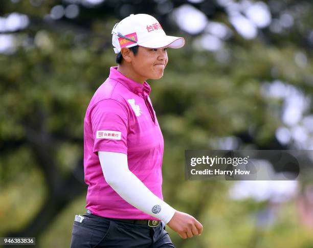 Peiyun Chien of Chinese Taipei on the 15th green during the fourth round of the LPGA LOTTE Championship at the Ko Olina Golf Club on April 14, 2018...