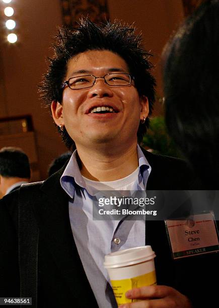 Steve Chen, co-founder of YouTube mingles prior to a luncheon during the Committee of 100's Sixteenth Annual Meeting in New York, Friday, April 20,...