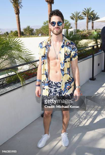 Darren Criss parties with Dream Hotels at Republic Records and Dream Hotels present The Estate at Zenyara on April 14, 2018 in Coachella, California.