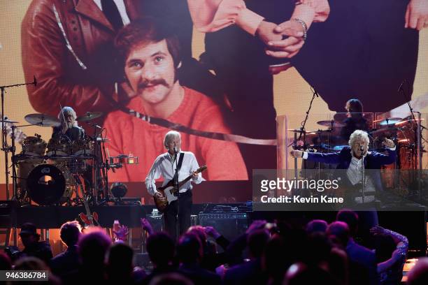 The Moody Blues perform during the 33rd Annual Rock & Roll Hall of Fame Induction Ceremony at Public Auditorium on April 14, 2018 in Cleveland, Ohio.