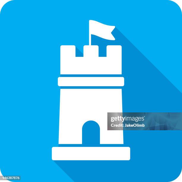 ilustraciones, imágenes clip art, dibujos animados e iconos de stock de torre icono silueta - torre pieza de ajedrez