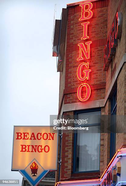 The exterior of the Beacon Bingo hall is seen in Cricklewood Broadway, north London, on Wednesday, December 13, 2006. Bingo parlors, once the realm...