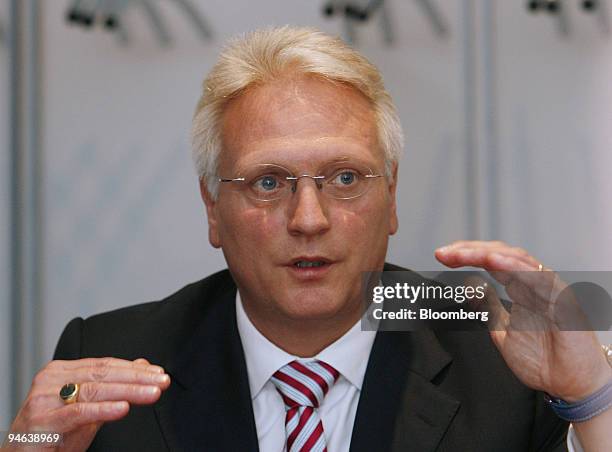 Winfried Vahland, president and chief executive officer of Volkswagen AG's Chinese operations, speaks at a news conference at the Shanghai...