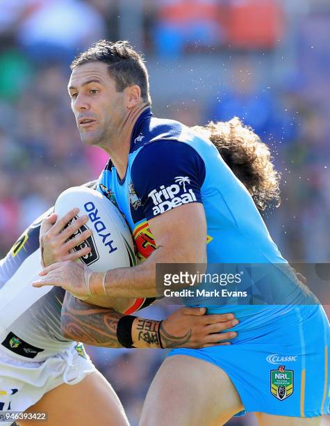 Michael Gordon of the Titans runs the ball during the round six NRL match between the Penrith Panthers and the Gold Coast Titans on April 15, 2018 in...