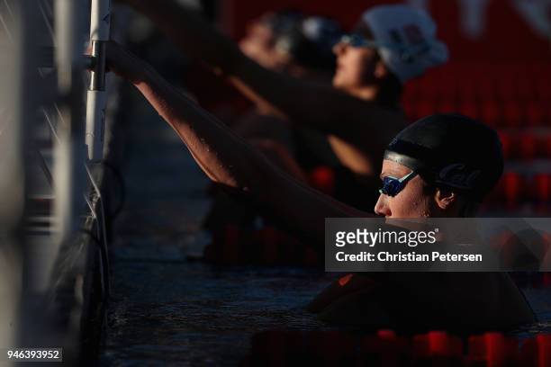 Isabella Arcila Hurtado prepares to compete in the Women's 50m Backstroke knock out during day three of the TYR Pro Swim Series at the Skyline...