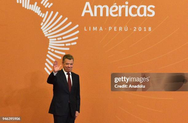 Colombian President Juan Manuel Santos attends the VIII Summit of the Americas in Lima, Peru on April 14, 2018.