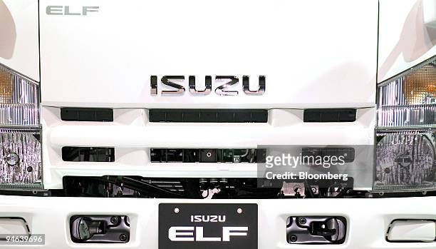 Trucks made by Isuzu Motors Ltd., stands on display during a launch event in Yokohama, Japan, on Wednesday, Dec. 13, 2006. Isuzu Motors Ltd., Japan's...