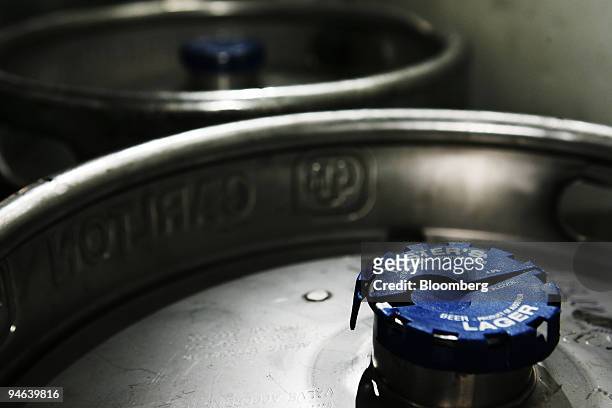 Kegs of Foster's Lager are stored in the cellar of a pub in Sydney, Australia, on Monday, Aug. 27, 2007. Foster's Group Ltd. , the world's...