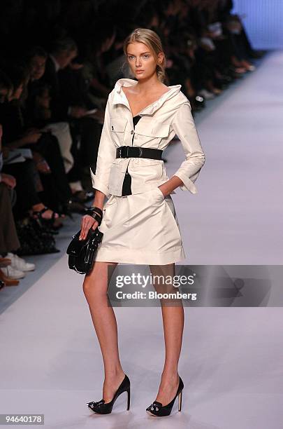 Model walks on the runway at the Celine ready to wear show spring-summer 2007 in Paris, France, Thursday, October 5, 2006.