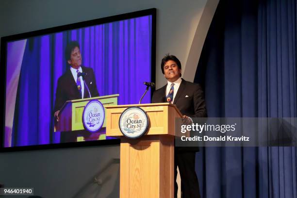 Erik Estrada was the Special Guest and Emcee at the 2018 Mr. Mature America Pageant on The Music Pier on April 14, 2018 in Ocean City, New Jersey.