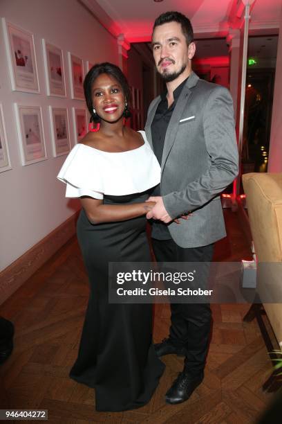 Motsi Mabuse and her husband Evgenij Voznyuk, pregnant, during the Gala Spa Awards at Brenners Park-Hotel & Spa on April 14, 2018 in Baden-Baden,...