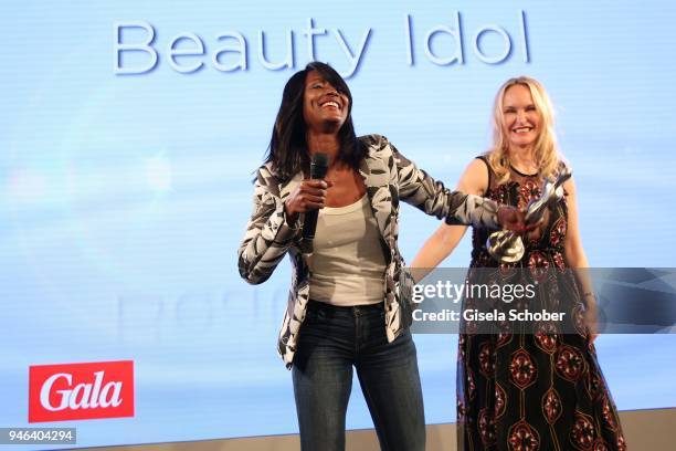 Waris Dirie and editor in chief Anne Meyer-Minnemann during the Gala Spa Awards at Brenners Park-Hotel & Spa on April 14, 2018 in Baden-Baden,...