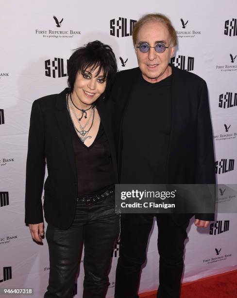 Joan Jett and Kenny Laguna attend the "Bad Reputation" premiere during the 2018 San Francisco Film Festival at Castro Theatre on April 14, 2018 in...