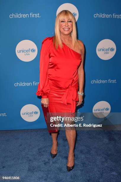 Suzanne Somers attends the 7th Biennial UNICEF Ball at the Beverly Wilshire Four Seasons Hotel on April 14, 2018 in Beverly Hills, California.