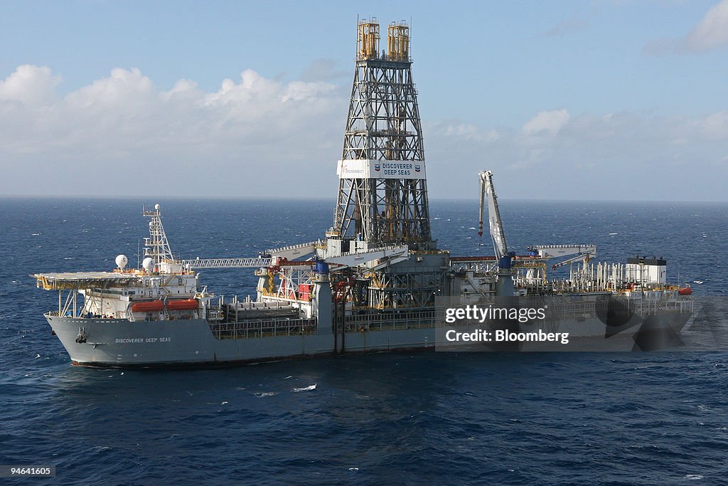 Dsdp Discoverer Deep Seas, a Transocean deepwater drill ship, is seen from ...