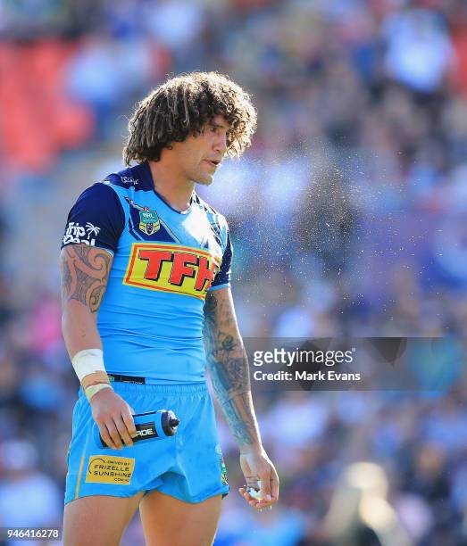 Kevin Proctor of the Titans looks on during the round six NRL match between the Penrith Panthers and the Gold Coast Titans on April 15, 2018 in...