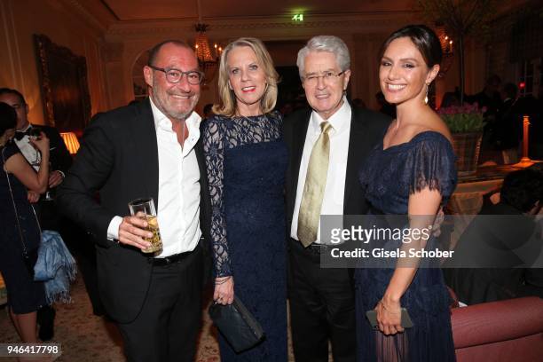 Micky Rosen, Frank Elstner and his wife Britta Elstner, Nazan Eckes during the Gala Spa Awards at Brenners Park-Hotel & Spa on April 14, 2018 in...