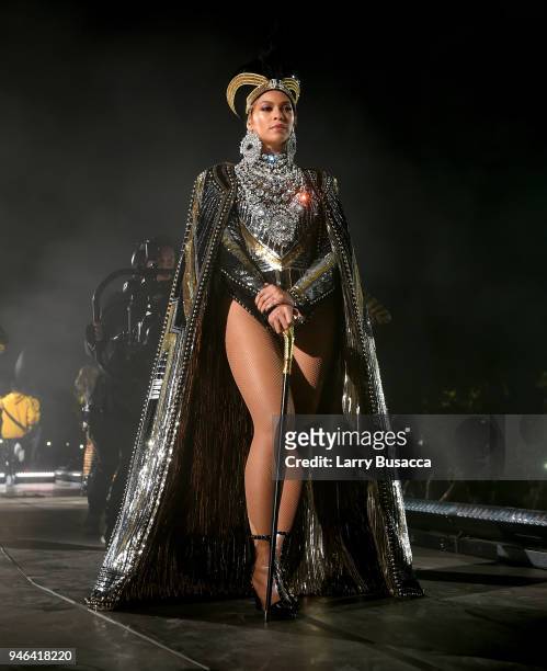 Beyonce Knowles performs onstage during 2018 Coachella Valley Music And Arts Festival Weekend 1 at the Empire Polo Field on April 14, 2018 in Indio,...