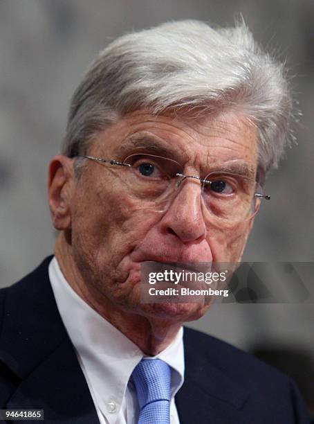 Republican Senator John Warner, of Virginia, speaks at a Senate Armed Services Committee hearing on Boeing?s global settlement agreement, August 1 in...