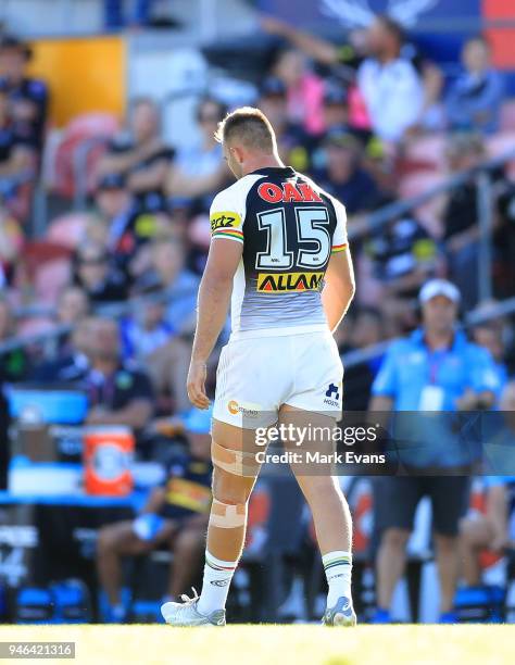 Kaide Ellis of the Panthers is sinbinned during the round six NRL match between the Penrith Panthers and the Gold Coast Titans on April 15, 2018 in...