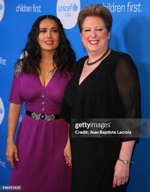 Salma Hayek and Caryl M. Stern attend the 7th Biennial UNICEF Ball at the Beverly Wilshire Four Seasons Hotel on April 14, 2018 in Beverly Hills,...