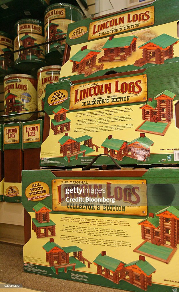 Lincoln logs are seen on display at FAO Schwarz in New York,