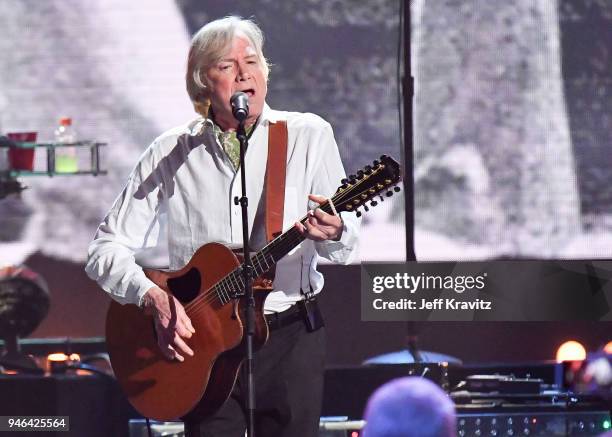 Inductee Justin Hayward of The Moody Blues performs 33rd Annual Rock & Roll Hall of Fame Induction Ceremony at Public Auditorium on April 14, 2018 in...