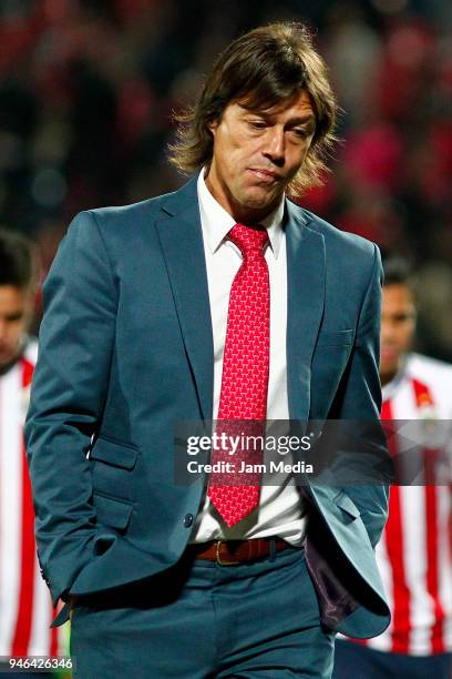 Matias Almeyda coach of Chivas leaves the field after the 15th round match between Tijuana and Chivas as part of the Torneo Clausura 2018 Liga MX at...