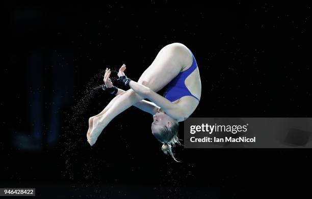 Julia Vincent of South Africa is seen competing in the Women's 3m Springboard final during Diving on day 10 of the Gold Coast 2018 Commonwealth Games...