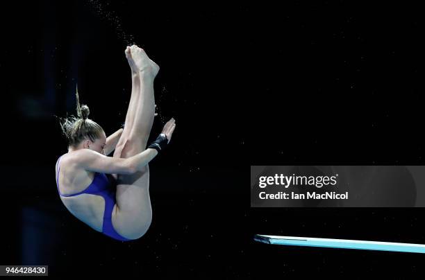 Julia Vincent of South Africa is seen competing in the Women's 3m Springboard final during Diving on day 10 of the Gold Coast 2018 Commonwealth Games...