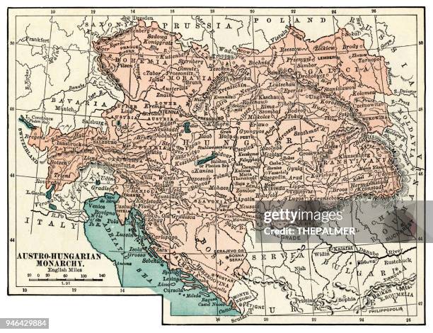 ilustrações, clipart, desenhos animados e ícones de mapa da monarquia austro-húngara 1889 - hungria