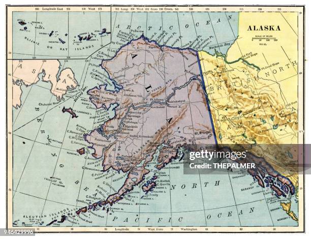 map of alaska 1889 - anchorage alaska stock illustrations