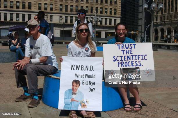 Hundreds of protesters gathered for a rally in Thomas Paine Plaza in downtown Philadelphia in support of science, even as science deniers populate...