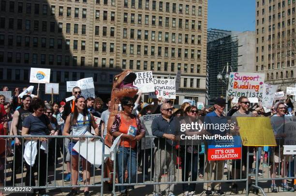 Hundreds of protesters gathered for a rally in Thomas Paine Plaza in downtown Philadelphia in support of science, even as science deniers populate...