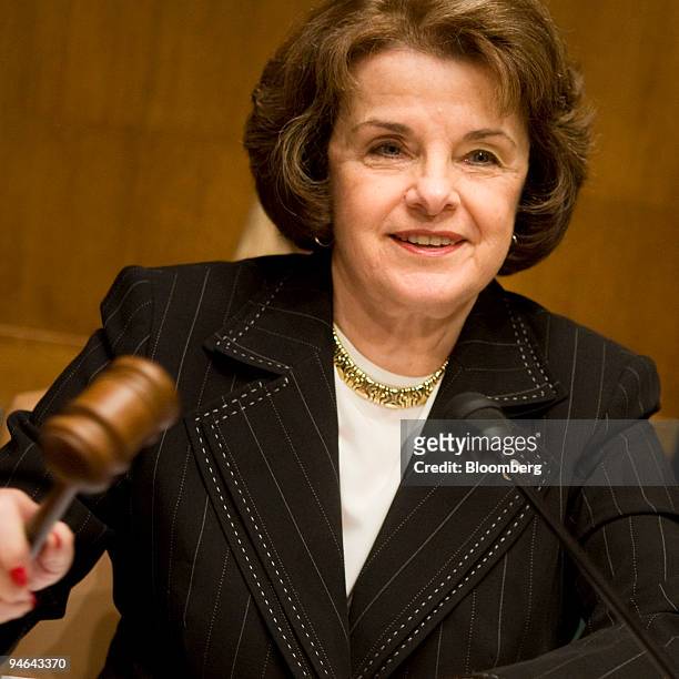 Senator Dianne Feinstein, a Democrat from California, chairs a hearing of the Senate Judiciary Subcommittee on Terrorism in Washington, D.C., U.S.,...