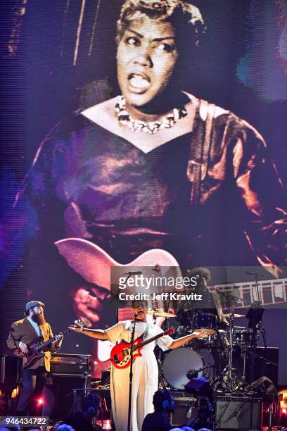 Musician Brittany Howard performs during the 33rd Annual Rock & Roll Hall of Fame Induction Ceremony at Public Auditorium on April 14, 2018 in...