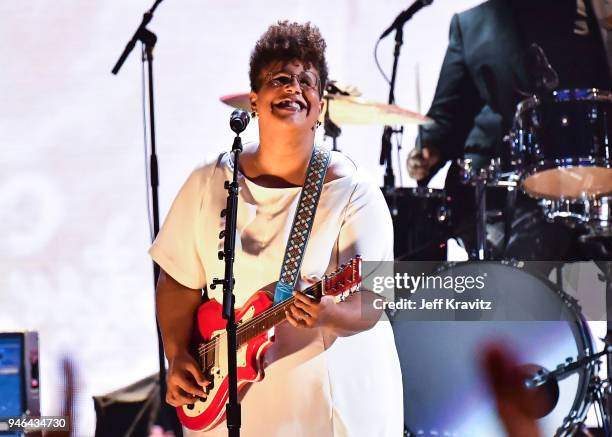 Musician Brittany Howard performs during the 33rd Annual Rock & Roll Hall of Fame Induction Ceremony at Public Auditorium on April 14, 2018 in...