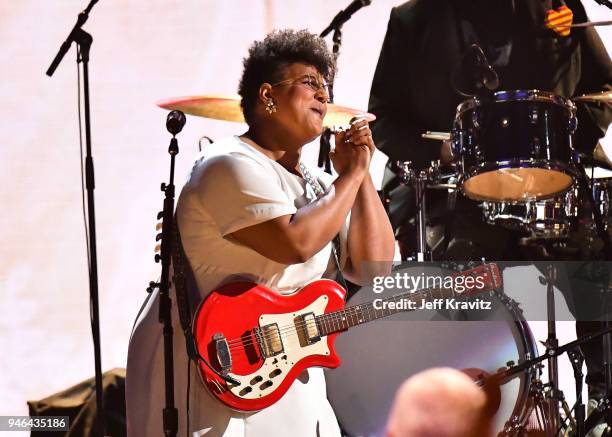 Musician Brittany Howard performs during the 33rd Annual Rock & Roll Hall of Fame Induction Ceremony at Public Auditorium on April 14, 2018 in...