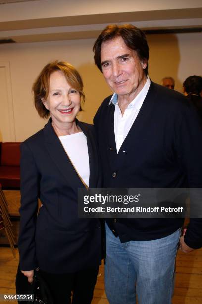 Nathalie Baye and Tony Scotti attend Sylvie Vartan performs at Le Grand Rex on April 14, 2018 in Paris, France.