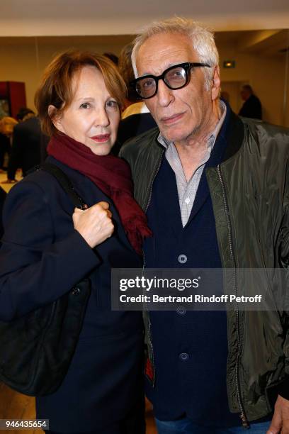 Nathalie Baye and Gerard Darmon attend Sylvie Vartan performs at Le Grand Rex on April 14, 2018 in Paris, France.