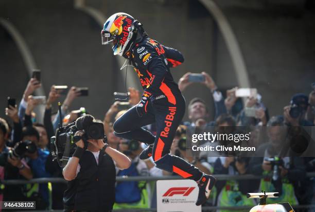 Race winner Daniel Ricciardo of Australia and Red Bull Racing celebrates in parc ferme during the Formula One Grand Prix of China at Shanghai...