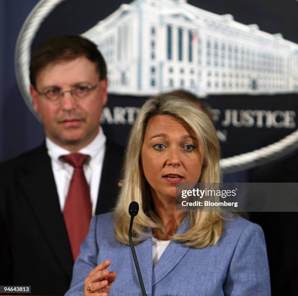 Assistant Attorney General Alice Fisher speaks about the indictment against U.S. Representative William Jefferson during a news conference at the...
