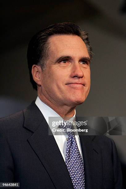 Former Massachusetts Governor Mitt Romney announces that he will run for President in 2008 at the Henry Ford Museum in Dearborn, Michigan, Feb. 13,...