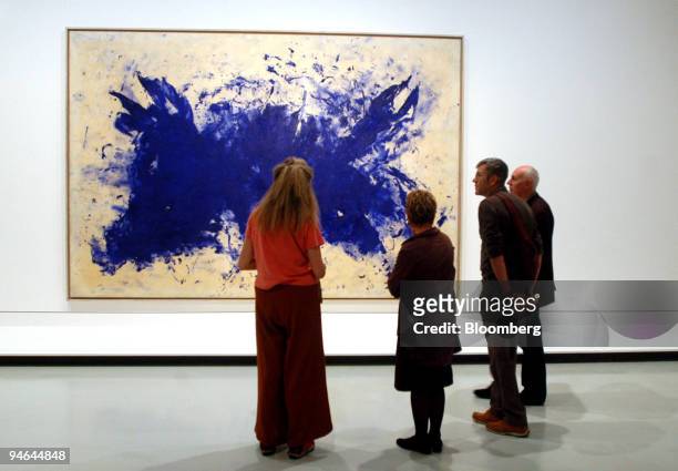 'Ant 76, Great blue Anthropophagy 1960 ' on show in the Yves Klein exhibition at the Pompidou Centre in Paris. Monday, October 2, 2006. Klein...