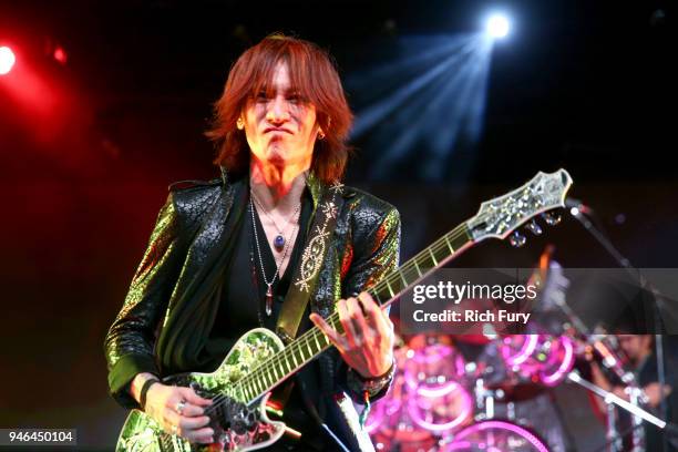 Heath of X-Japan performs onstage during 2018 Coachella Valley Music And Arts Festival Weekend 1 at the Empire Polo Field on April 14, 2018 in Indio,...