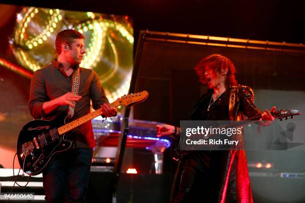 Wes Borland performs onstage with Heath of X-Japan during 2018 Coachella Valley Music And Arts Festival Weekend 1 at the Empire Polo Field on April...