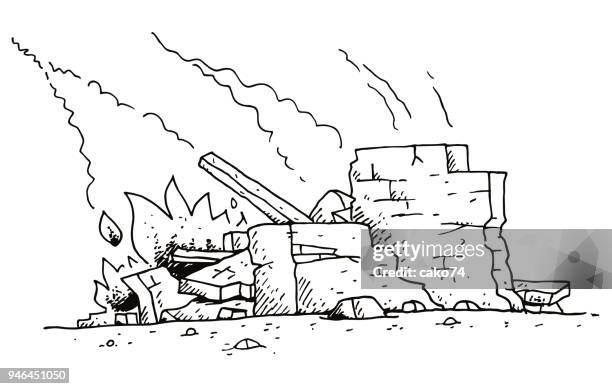 Exploding House Drawing Destroyed House Drawing Photos and Premium High Res Pictures - Getty Images